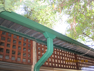 Funnel to domestic seamless gutter.